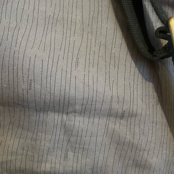 Fossil Shiny Black Leather Messenger Bag - Picture 12 of 14